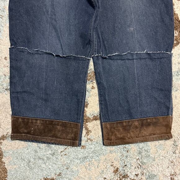 Vintage Johnny Blaze Suede Leather Accent Baggy Jeans Size 38 Method Man Wutang - Picture 6 of 7